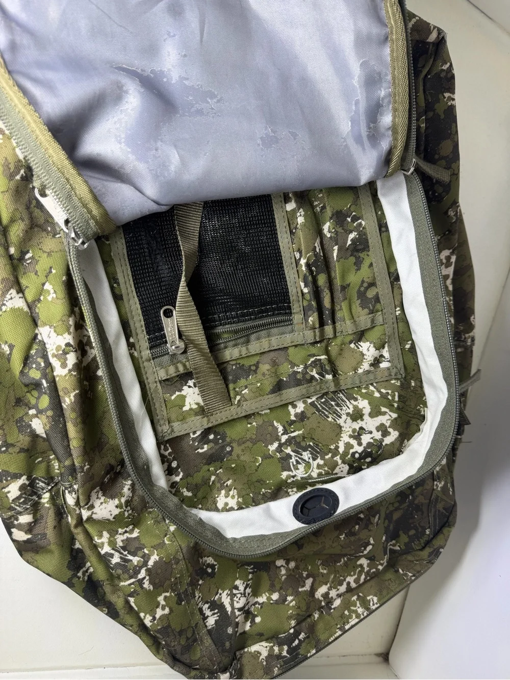 L.L. Bean Olive and White Camouflage Backpack